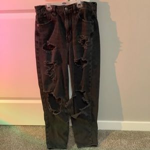 Black distressed American Eagle jeans, size 2 regular.